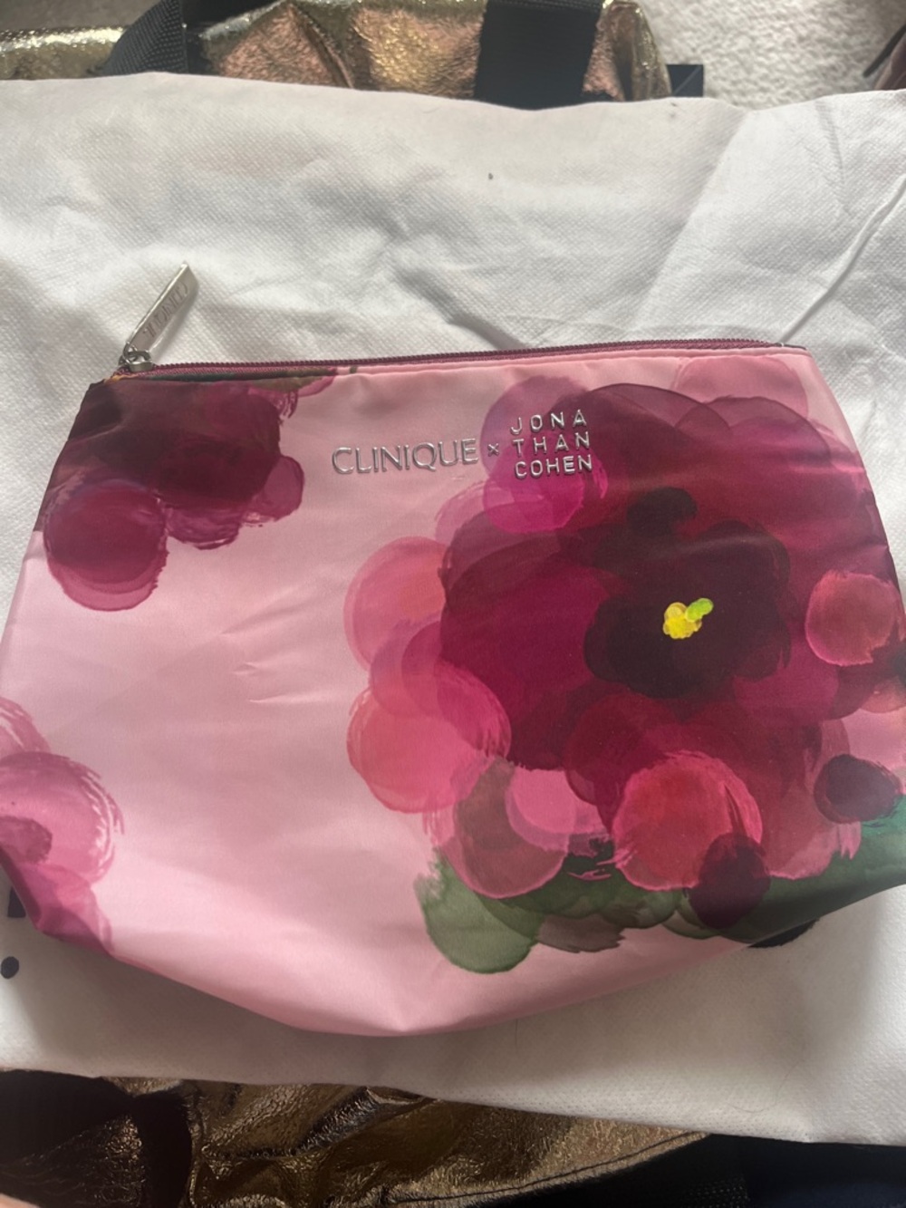 Jonathan Cohen Pink & Magenta Floral Cosmetic Bag